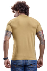 Mustard Mandarin Collar Graphic T-Shirt